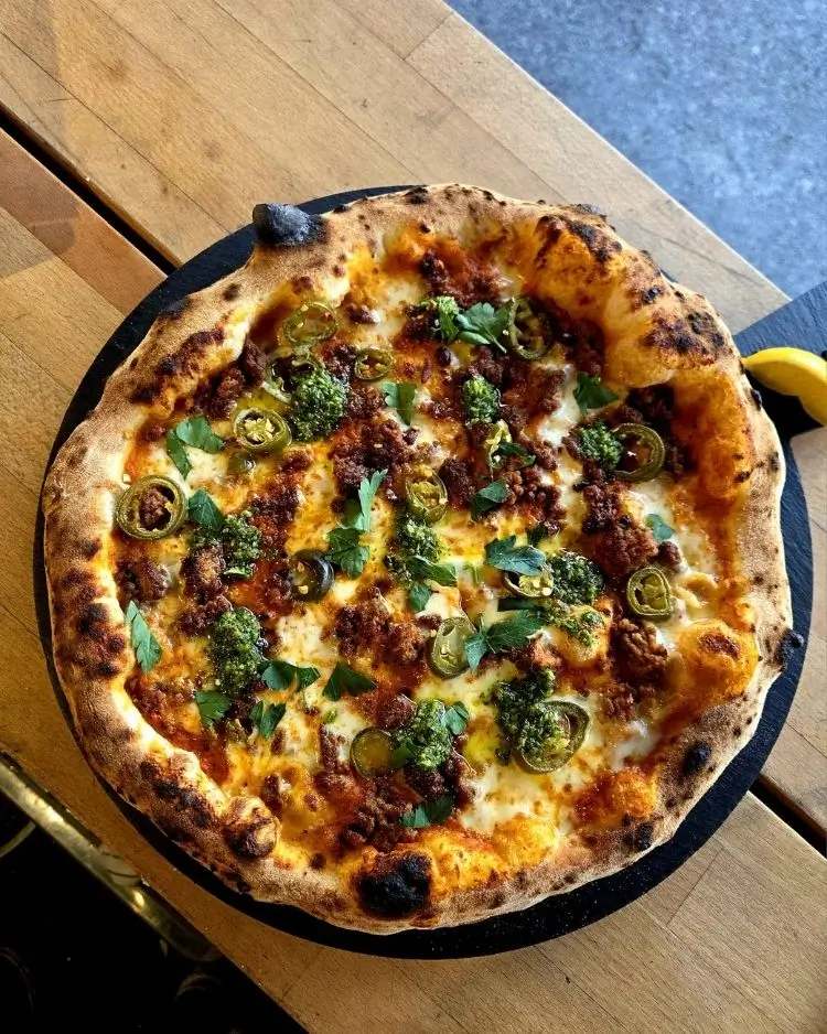 Freshly baked pizza