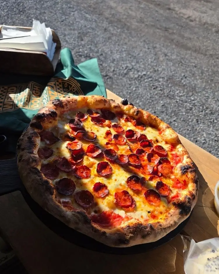 Freshly baked pizza